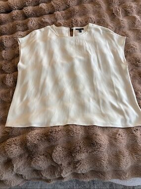 Eileen Fisher Ivory Cap-Sleeve Round-Neck Blouse